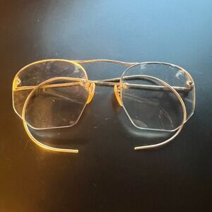 Antique Shuron 1/10 12K Gold Filled Hexagon Wire Rim Eyeglass Frames Vintage